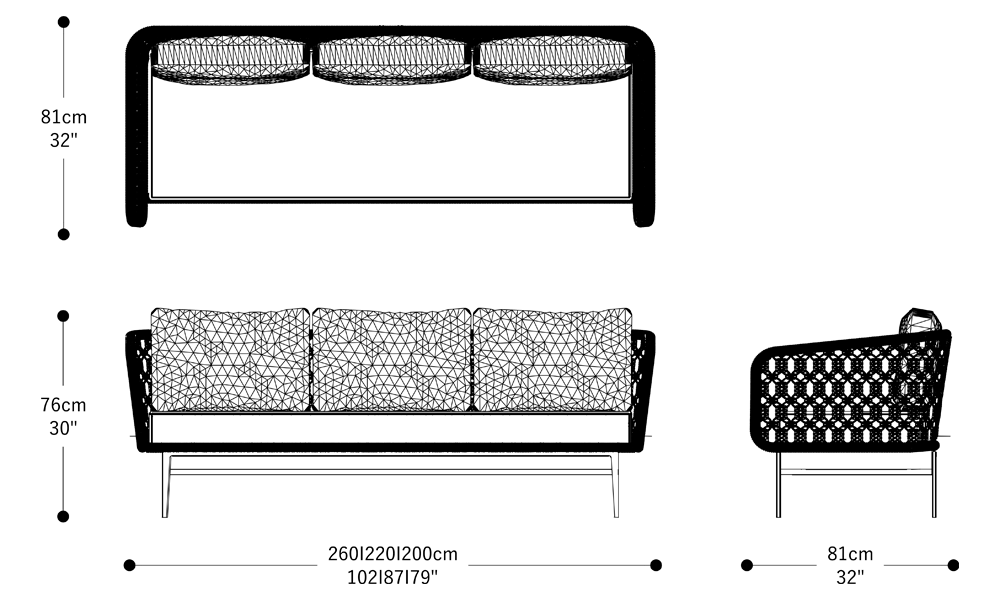 Image of the main dimensions of the product